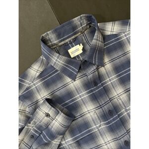 FAIR HARBOR Plaid Blue Flannel Long Sleeve Button Up Shirt Men's Size‎ Medium M